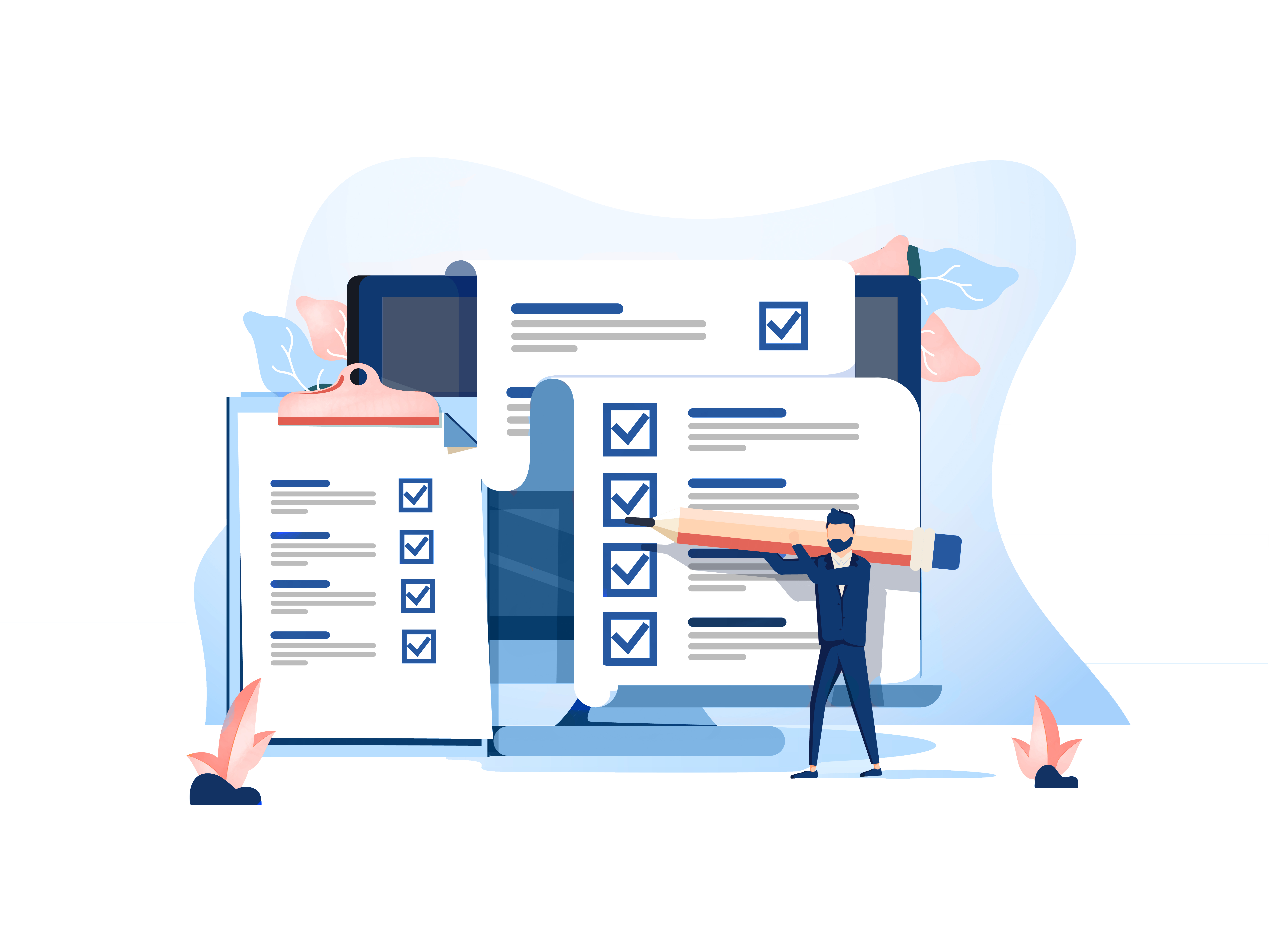 Illustration of checklists and paperwork