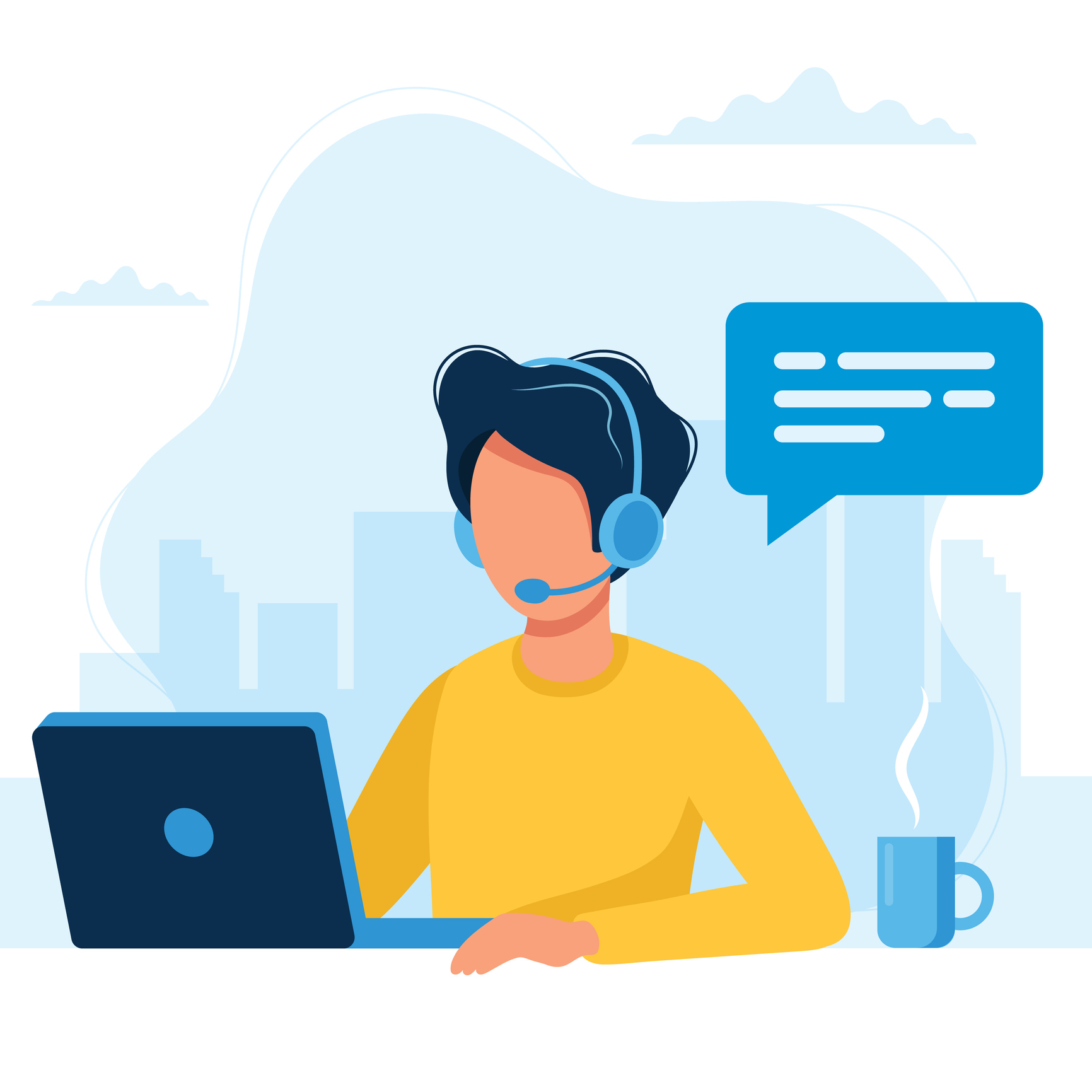 Illustration of a person in an online meeting